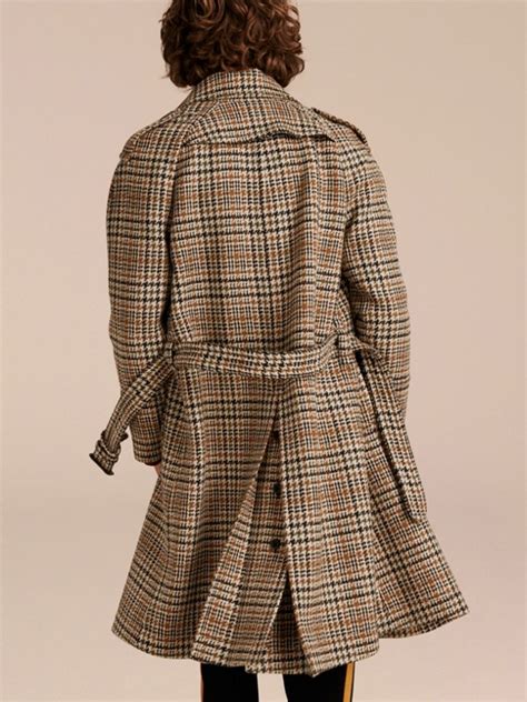 burberry single-breasted wool tweed trench coat